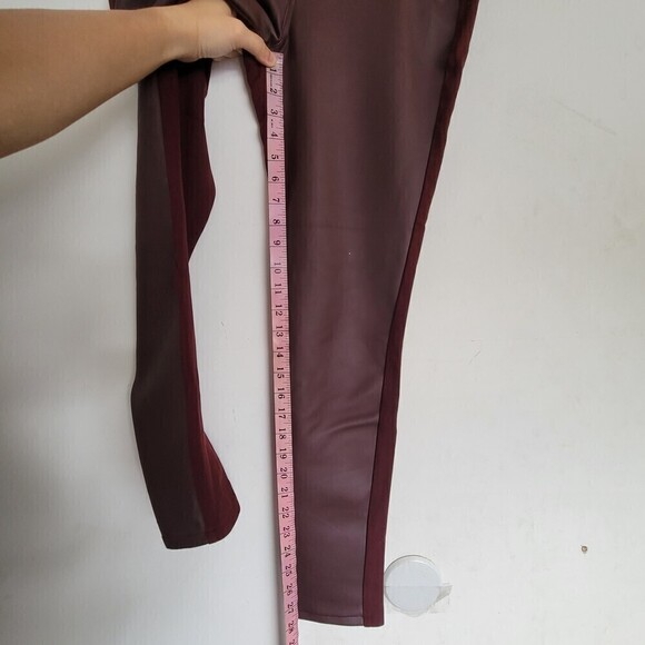 Mossimo Cabernet Red Wine Maroon Faux Leather Stretch Extensible Legging Pants 8 - Picture 8 of 13